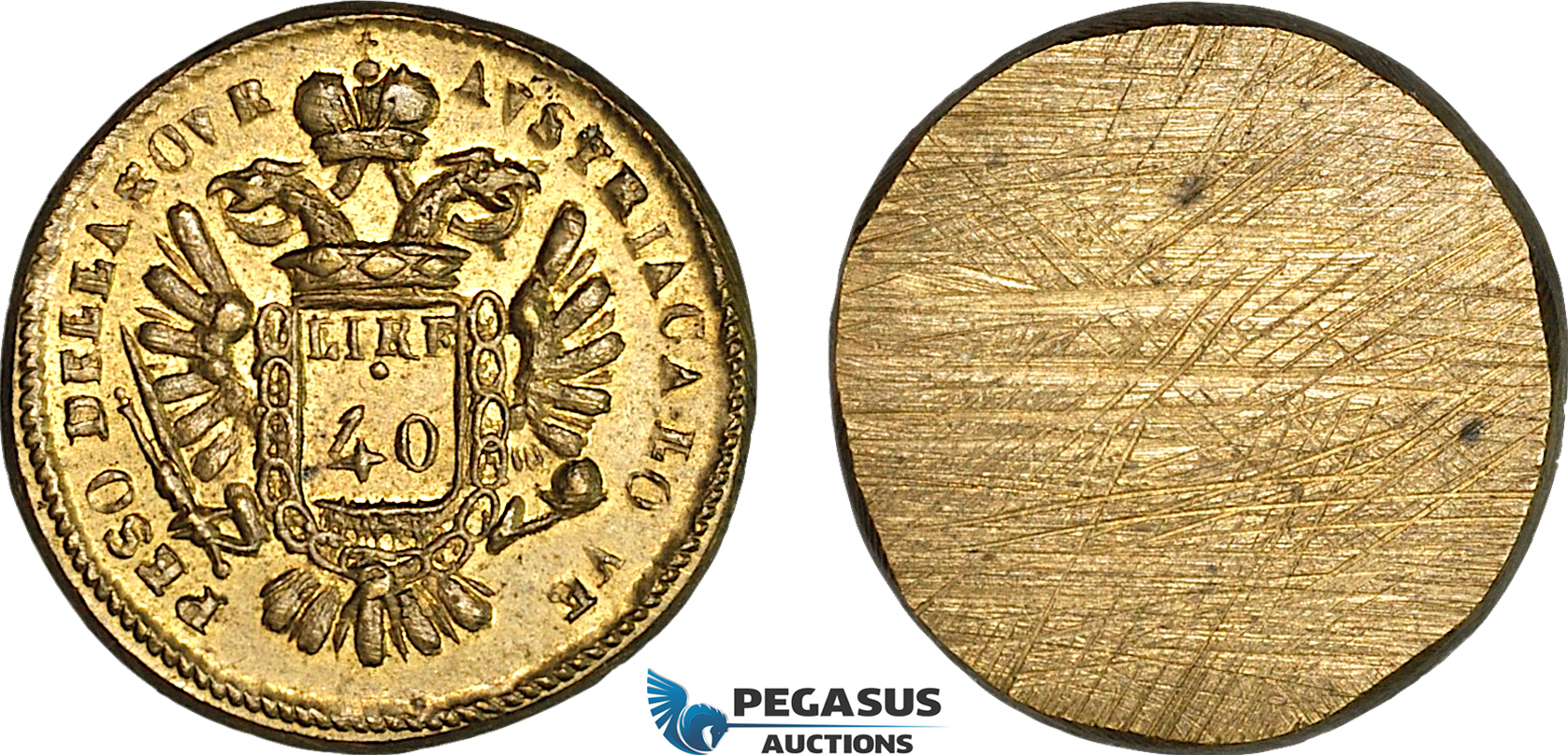 AJ118, Italy, Lombardy – Venetia, Monetary Weight for 40 Lire (Sovrano) 1854 – 1856, (11.34g) EF-UNC