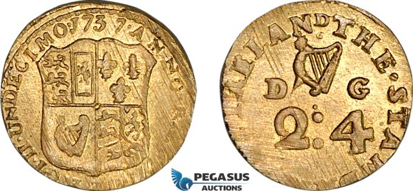 AJ122, Ireland, George II, 1737 Monetary Weight for 1/2 Pistol (2D 4G), (3.37g) EF-UNC