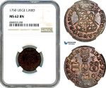 AJ145, Belgium, Liege, Jean-Theodore of Bavaria, 1 Liard 1750, NGC MS62BN