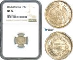 AJ150, Chile, 1/2 Decimo 1868 SO, Santiago Mint, Silver, NGC MS64