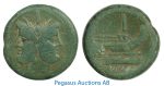 B35, Roman Republic, AS, Bronze (33.68g) Head of Janus/Roma, Olive Green Patina!
