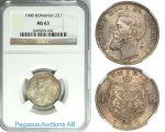B43, Romania, Carol I, 1 Leu 1900, NGC MS63, Dark toning!