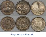 C46, Guatemala, Lot of 3x 1/4 Real, 1890, 1894, 1896, Silver, All in Toned BU!