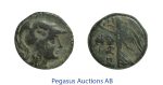C49, Pamphylia, Side, Æ 15 (2.57g) Athena, Nike, Brown Patina, Owl countermark