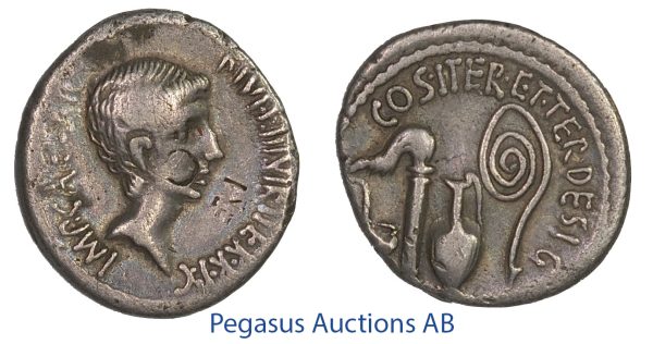 C50, Roman Imperatorial, Octavian (Augustus) (44 BC/27 BC-14 AD) AR Denarius (3.58g) Struck 37 BC