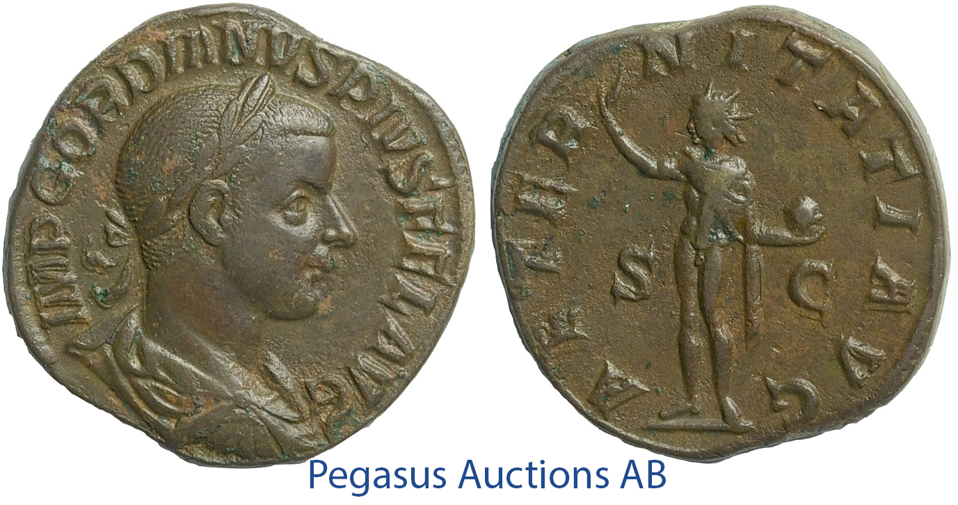 C53, Roman Empire, Gordian III (238-244) Æ Sestertius (18.03g) Rome, Struck 241-244, Sol