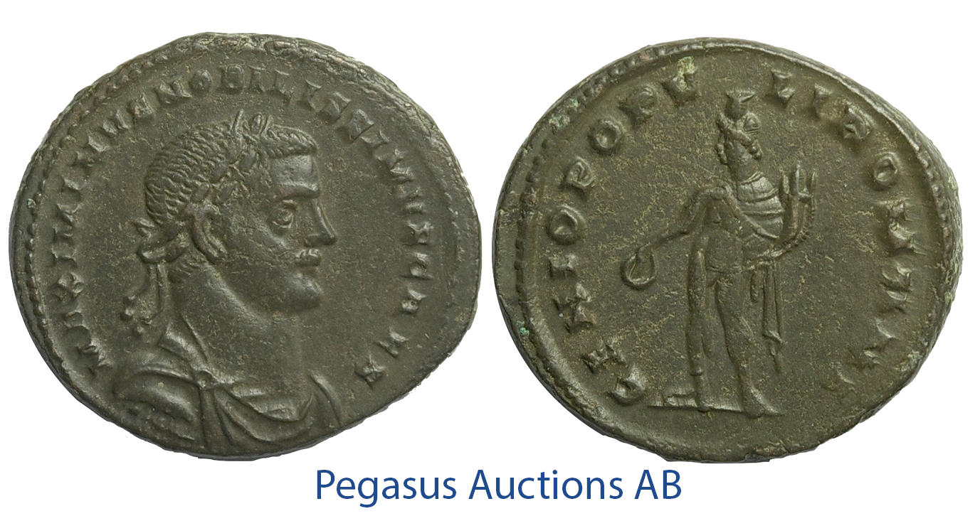 C54, Roman Empire, Maximinus II (305/310-313 AD) Æ Follis (10.28g) London, Struck 305-07, Genius