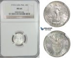 C88, Philippines (US Administration) 10 Centavos 1918-S, Silver, NGC MS64