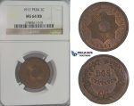 D08, Peru, 2 Centavos 1917, NGC MS64RB (Pop 1)