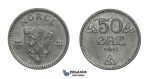 D45, Norway, Occupation coinage, 50 Øre 1942, Top Grade, NM 270