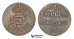 D48, Norway, Frederik VI, 2 Skilling 1810, Copper, NM 5, High Grade