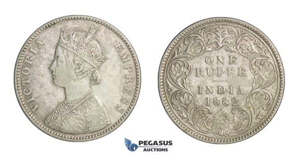D84, British India, Victoria, Rupee 1882, Silver