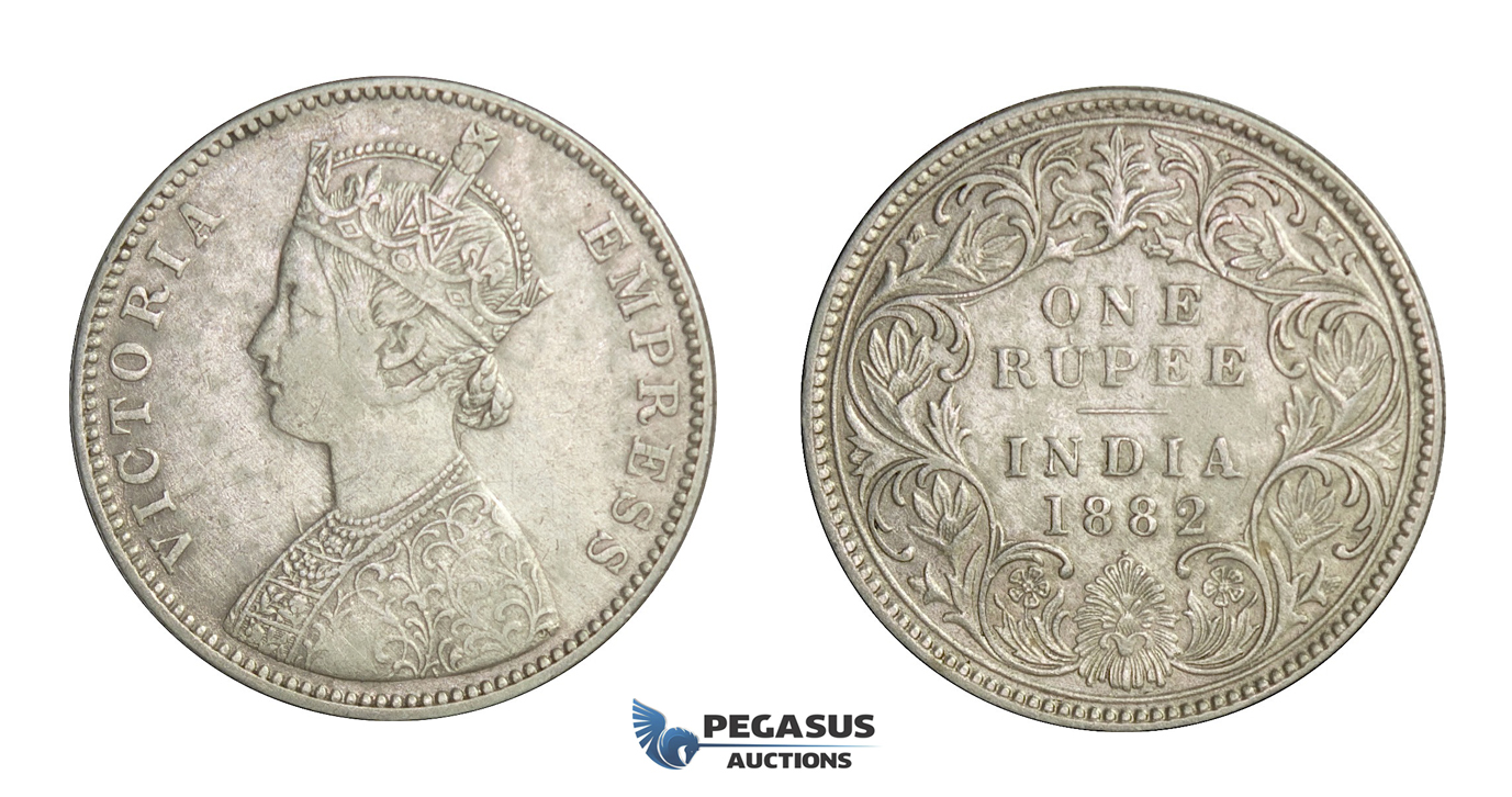 D84, British India, Victoria, Rupee 1882, Silver