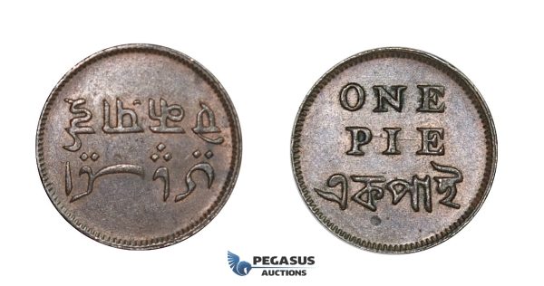D90, British India, Bengal Presidency, Pie, Copper, TOP Grade!