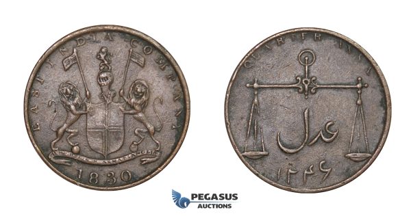 D92, British India, Bombay Presidency, 1/4 Anna 1830