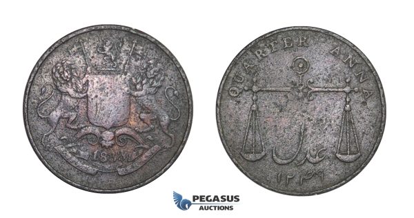 D93, British India, Bombay Presidency, 1/4 Anna 1833