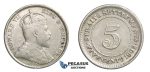 E15, Straits Settlements, Edward VII, 5 Cents 1902, Silver