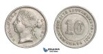 E19, Straits Settlements, Victoria, 10 Cents 1896, Silver, Nice!