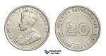 E22, Straits Settlements, George V, 20 Cents 1919, Silver, High Grade!