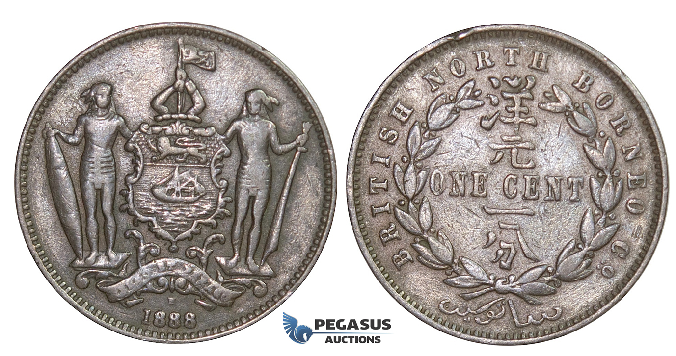 E34, British North Borneo, Cent 1888-H, Copper