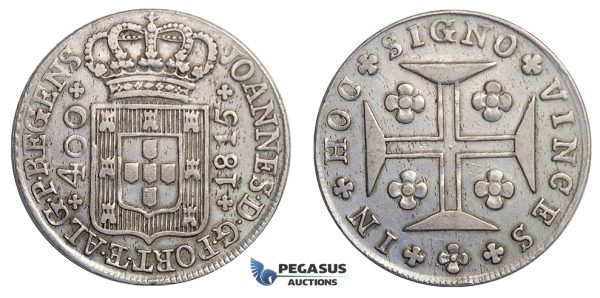 E75, Portugal, Joao VI, 400 Reis 1815, Lisbon, Silver, Very Nice!