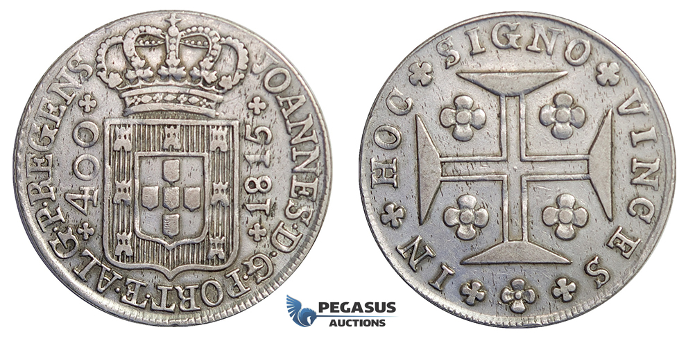 E75, Portugal, Joao VI, 400 Reis 1815, Lisbon, Silver, Very Nice!
