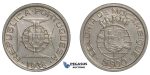 E87, Mozambique (Portuguese) 5 Escudos 1938, Silver, Top Grade!