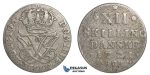 F08, Norway, Frederik IV, 12 Skilling 1721-HCM, Silver (3.57g) NM 16