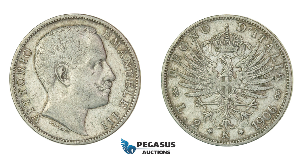 F60, Italy, Vittorio Emanuelle III, 2 Lire 1906-R, Nice, some lustre left!