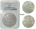 F80, Ottoman Empire, Turkey, Abdül Hamid I, 2 Zolota AH1187/4, Qustantiniya, NGC AU58