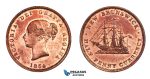 F89, Canada, New Brunswick, Victoria, 1/2 Penny Token 1854, Copper, High Grade (Cleaned)