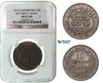 G01, Luxembourg, Guillaume III, 10 Centimes 1870 (Dot above B.) NGC MS62BN