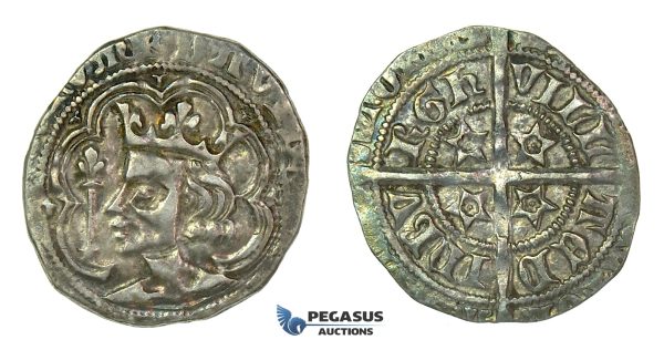 G16, Scotland, David II (1329-1371) Groat ND, Edinburgh, Silver, Nicely Toned!