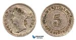 G38, Straits Settlements, Victoria, 5 Cents 1898, Silver, High Grade, Good Lustre!