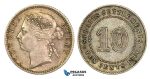 G40, Straits Settlements, Victoria, 10 Cents 1900, Silver, High Grade!