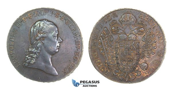 G63, Austria, Leopold II, Taler 1792-A, Vienna, Silver (28.08g) Very Rare!