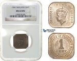 G76, Malaya, George VI, 1 Cent 1941-I, NGC MS63BN