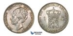 H50, Netherlands, Wilhelmina, Gulden 1922, Silver, Mint Lustre, TOP Grade!