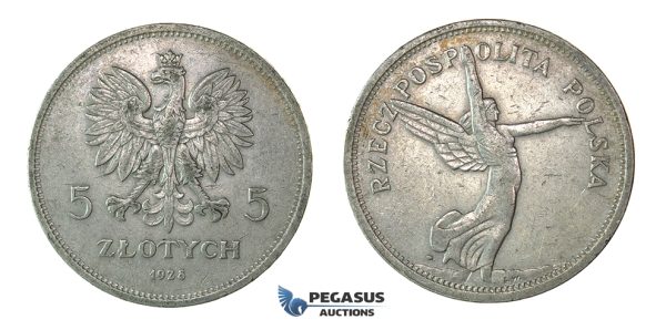H55, Poland, 5 Zlotych 1928 "Nike" Silver, Warsaw