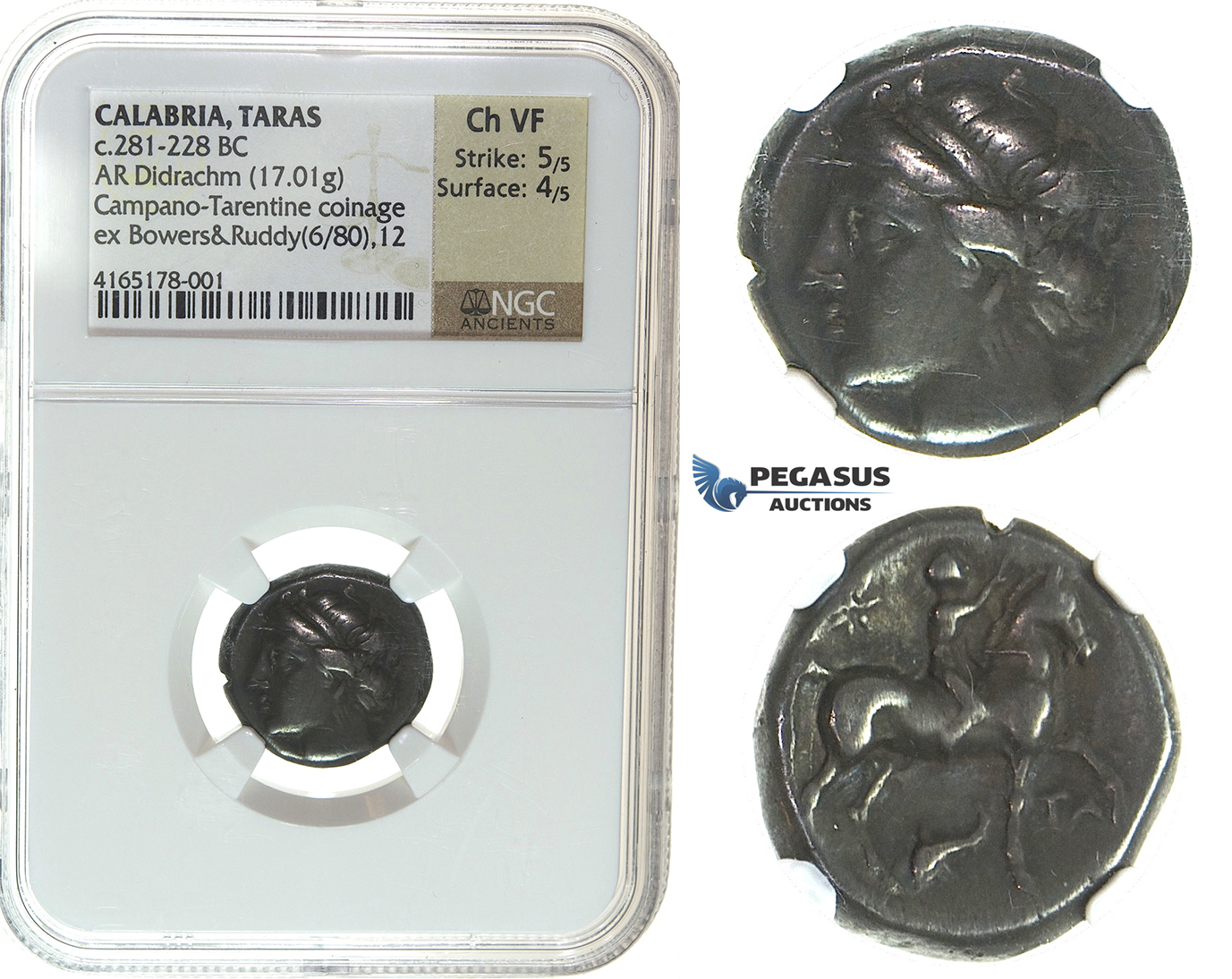 I28, Italy, Calabria, Tarentum, AR Nomos (6.94 g), Campano-Tarentine Series (ca. 281-228 BC) NGC Ch VF