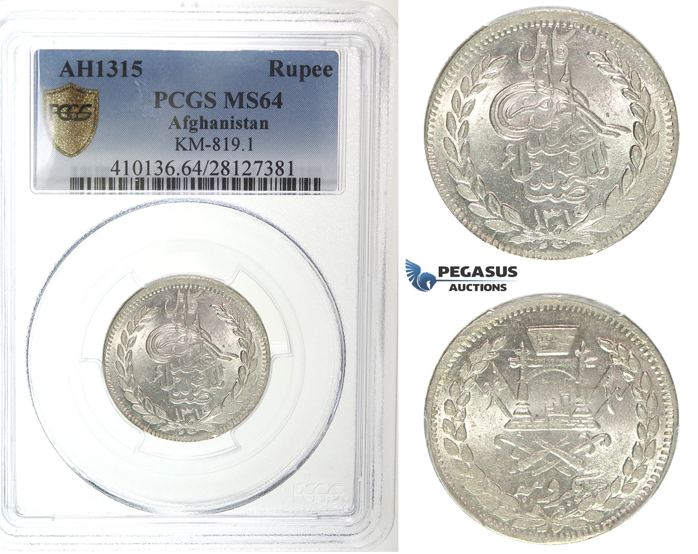 I31, Afghanistan, Abdur Rahman, Rupee AH1315, Silver, PCGS MS64