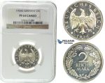 I44, Germany, Weimar, 2 Reichsmark 1926-G, Karlsruhe, Silver, NGC PF64 Cameo