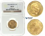 I75, Uruguay, 5 Pesos 1930, Gold, NGC MS63