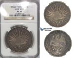 J10, Mexico, 8 Reales 1892-Zs FZ, Zacatecas "Wide Date" Silver, NGC AU55