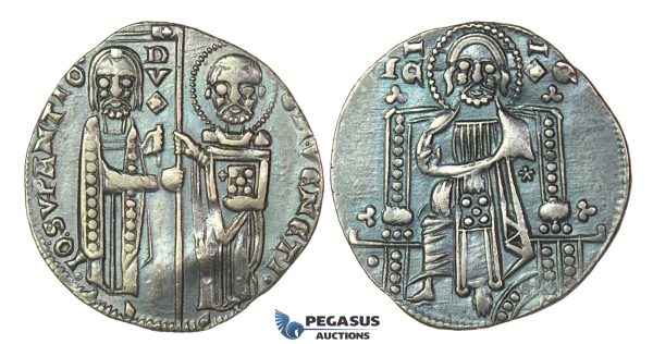 J37, Italy, Venice, Doge Giovanni Soranzo (1312-1328) Grosso ND, Silver (2.17g) Nice toning!