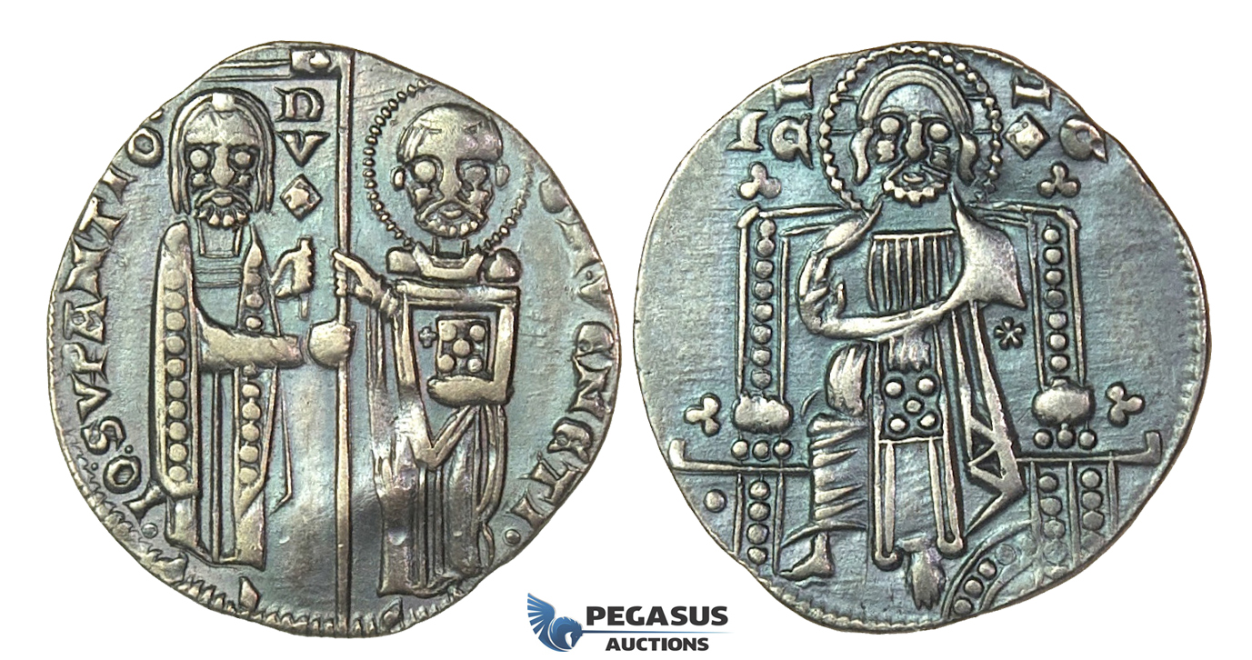 J37, Italy, Venice, Doge Giovanni Soranzo (1312-1328) Grosso ND, Silver (2.17g) Nice toning!