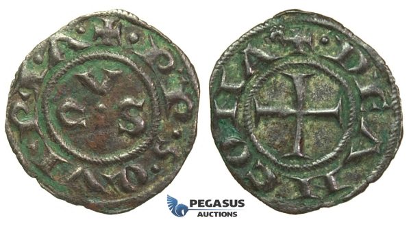 J38, Italy, Ancona, Republic, Denaro ND, Billon (0.71g) Good details!