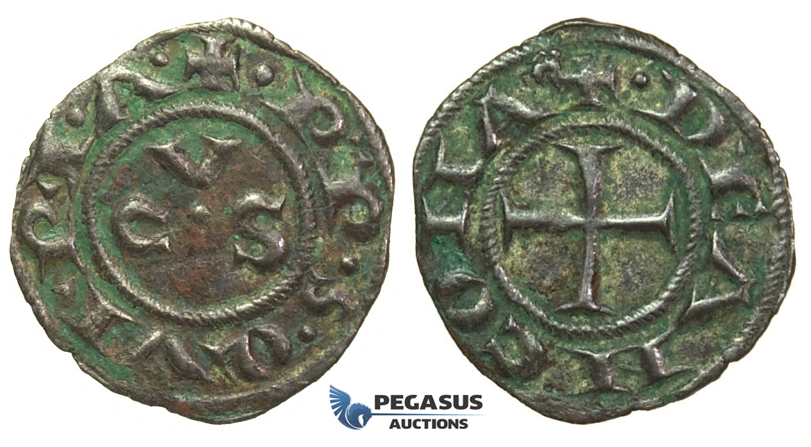 J38, Italy, Ancona, Republic, Denaro ND, Billon (0.71g) Good details!