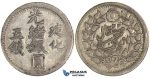 J43, China, Sinkiang, 5 Miscals AH1322, Kashgar, Silver (16.88g) Y35, High Grade