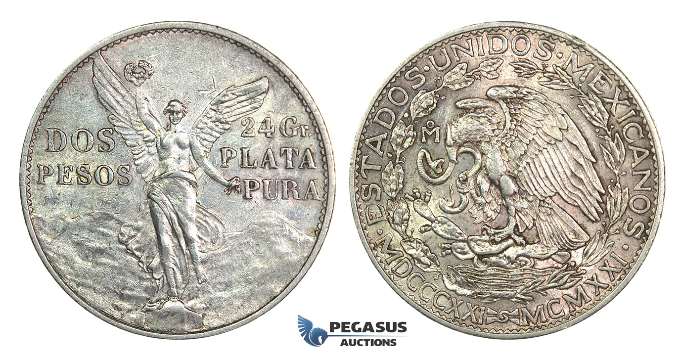 J54, Mexico, Peso 1921, Silver, Very Nice!
